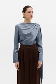Malina Melandy Draped Cape Blouse