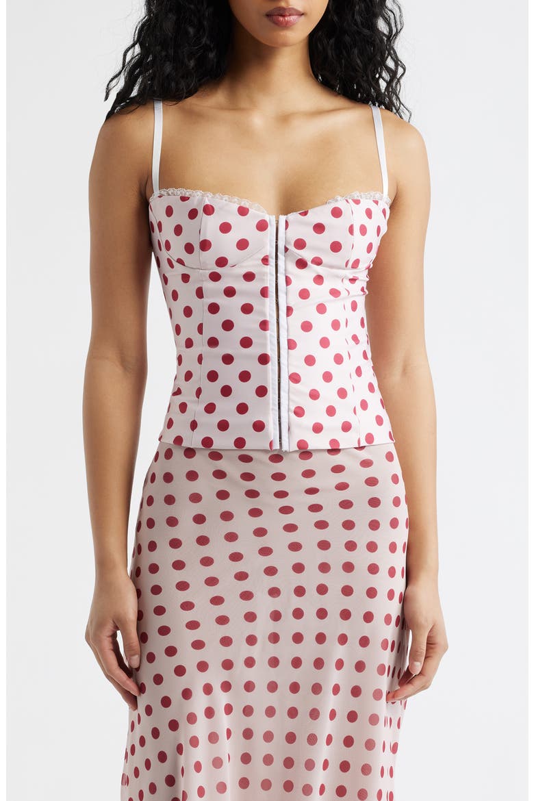 The Caroline Polka Dot Corset Top, Main, color, RED AND WHITE DOT