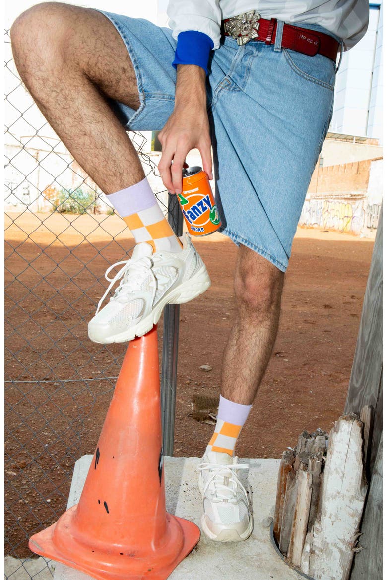 Fanzy 3D Crew Socks, Alternate, color, MULTICOLOR ORANGE
