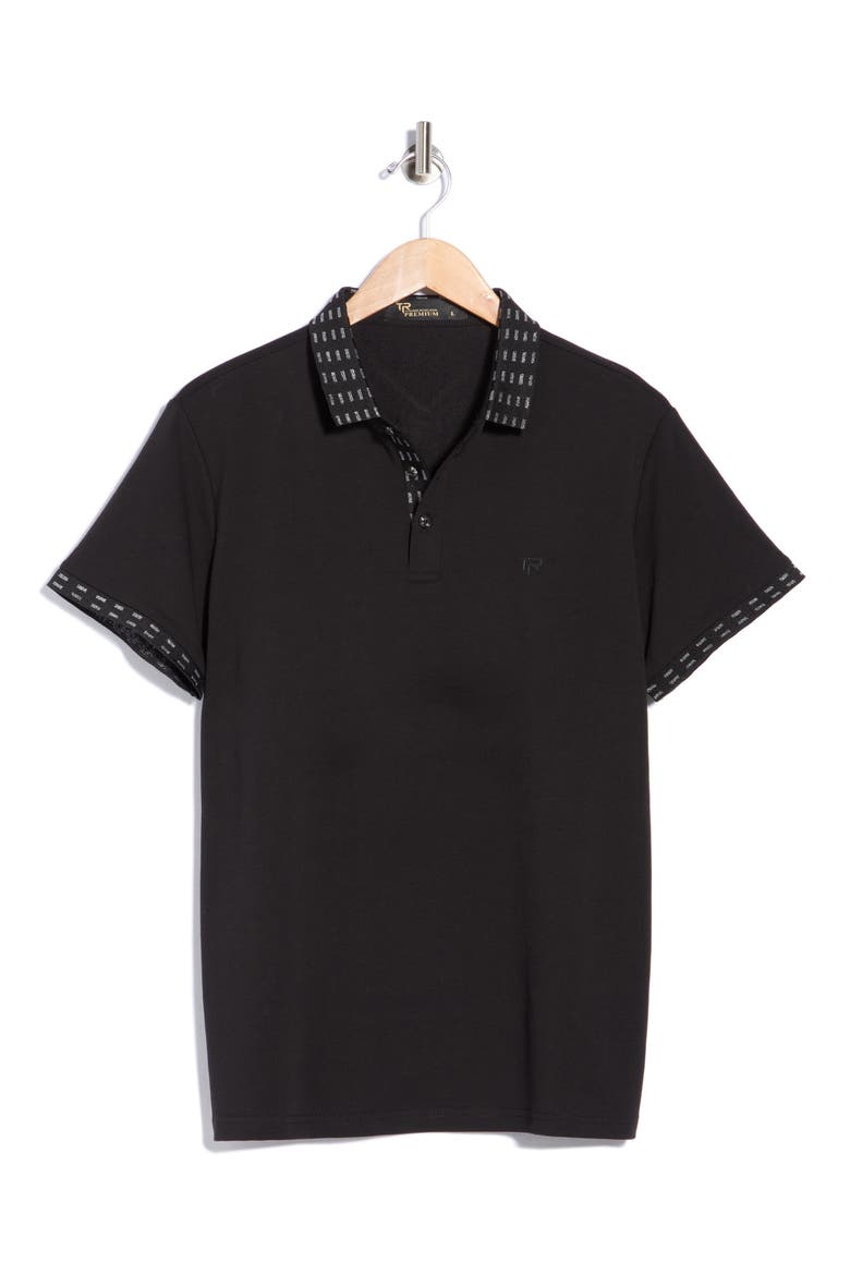 Lurex Collar Polo, Alternate, color, BLACK