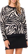 Vince Camuto Zebra Jacquard Crewneck Sweater