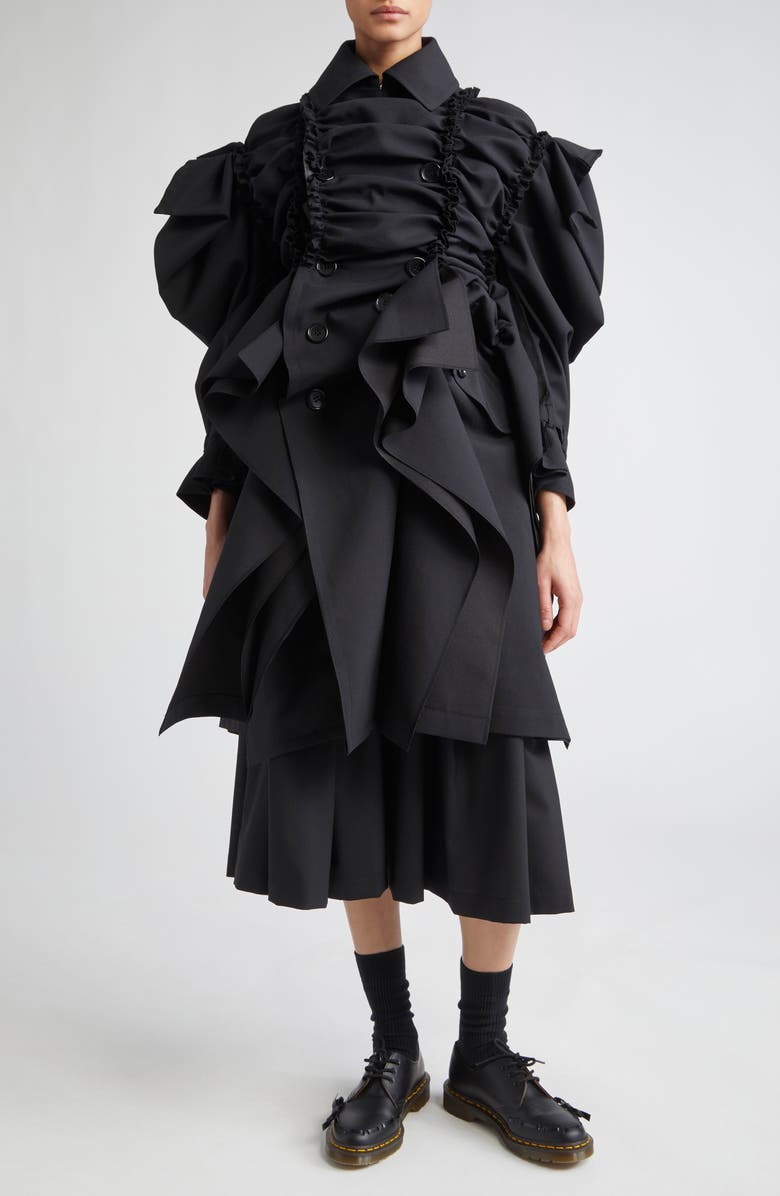 Tao Comme des Garçons Double Breasted Tropical Wool Blend Coat, Main, color,