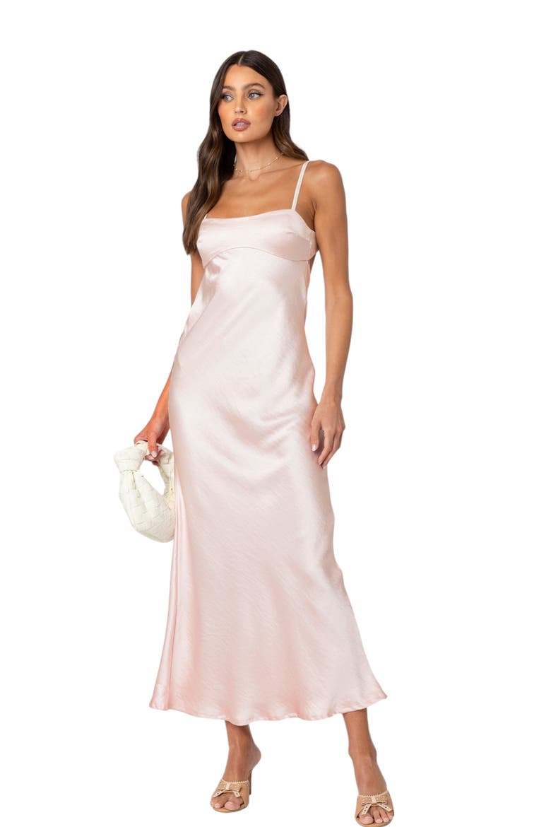 Vienna Open Back Satin Dress, Alternate, color, LIGHT-PINK