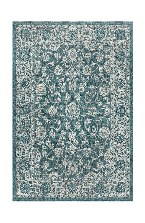 Tela Bohemian Textured Weave Floral Indoor/Outdoor Area Rug