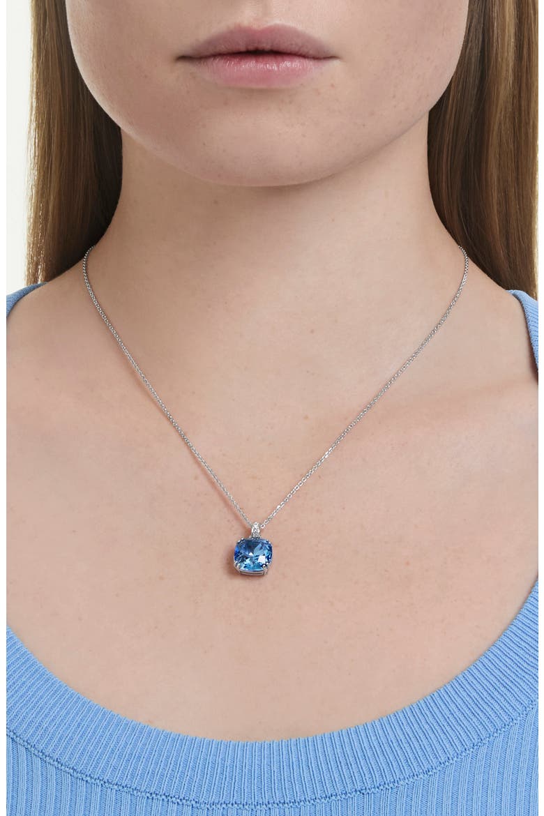 Millenia Rhodium Plated Crystal Pendant Necklace, Alternate, color, BLUE WITH GOLD