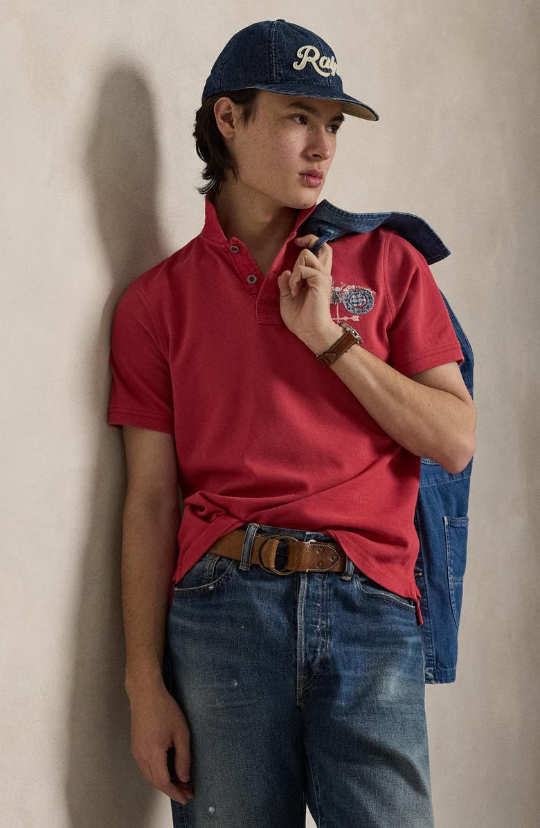 Polo Ralph Lauren Classic Fit Tractor Appliqué Polo, Alternate, color, Sunrise Red