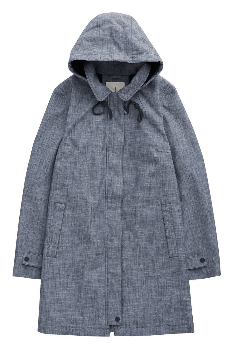 Cloudburst Waterproof Organic Cotton Coat, Alternate, color, LIGHT WASH WAVE