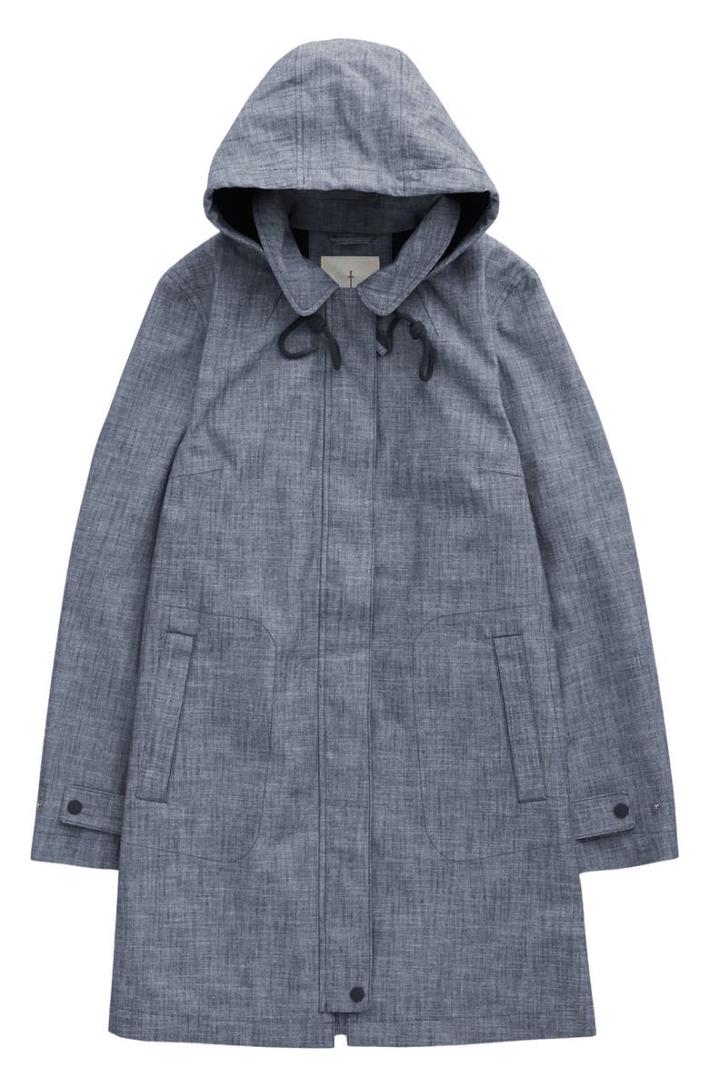 Seasalt Cornwall Cloudburst Waterproof Organic Cotton Coat, Alternate, color, Light Wash Wave