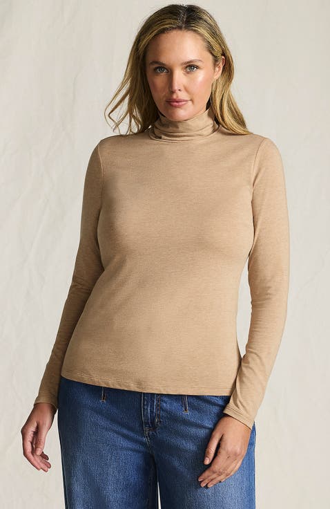 Lightweight Jersey Skimming Long Sleeve Turtleneck