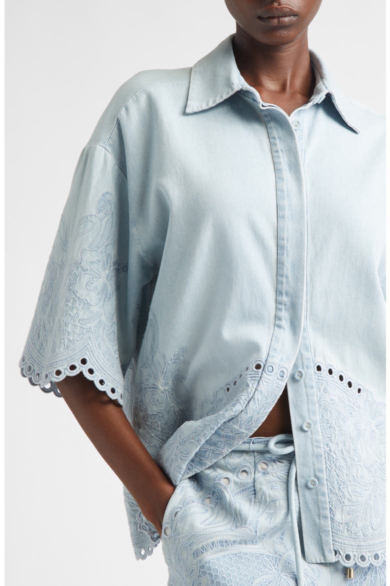 Daylight Embroidered Denim Shirt, Alternate, color, ICE STORM