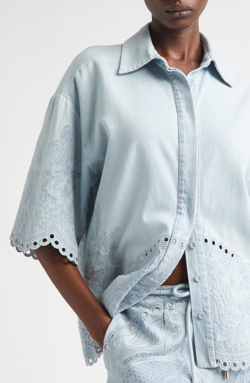 Zimmermann Daylight Embroidered Denim Shirt In Blue