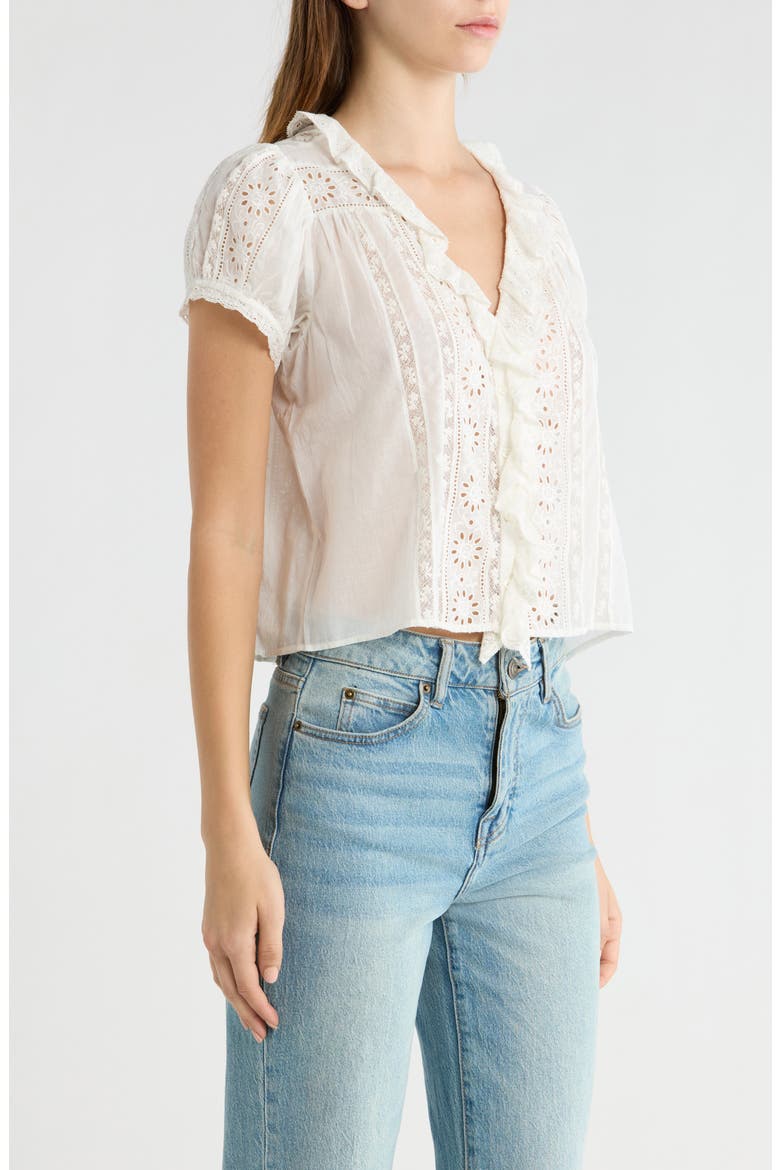 Clairette Eyelet Organic Cotton Voile Top, Alternate, color, SALT