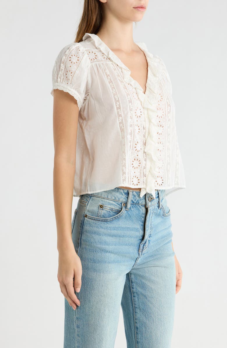 DÔEN Clairette Eyelet Organic Cotton Voile Top, Alternate, color, Salt