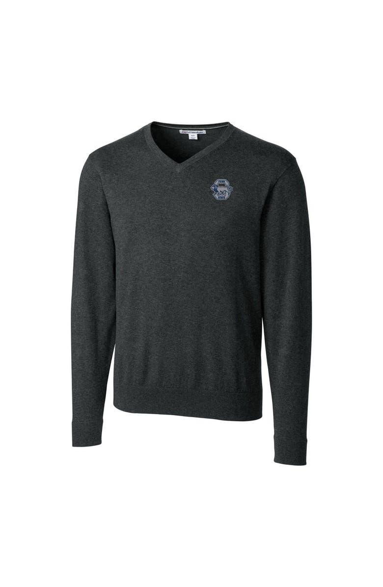 Cutter & Buck Men's Cutter & Buck Heather Charcoal Penn State Nittany Lions Lakemont Tri-Blend Big & Tall V-Neck Pullover Sweater, Alternate, color, 