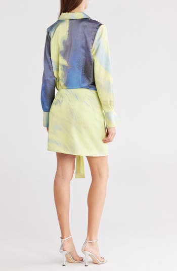 Larson Long Sleeve Satin Wrap Shirtdress