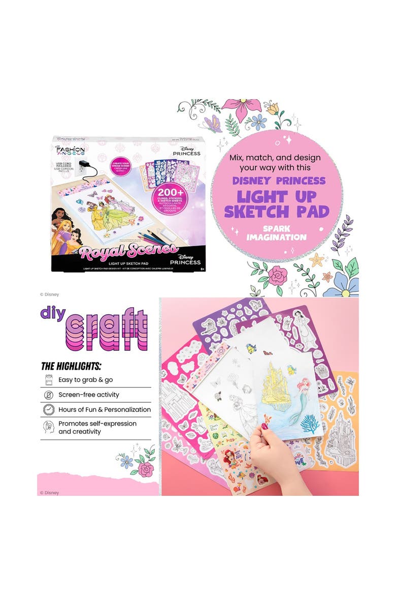 Light Up Sketch Pad, Disney Princess Royal Scenes, Design Art Kit, Alternate, color, Multicolored