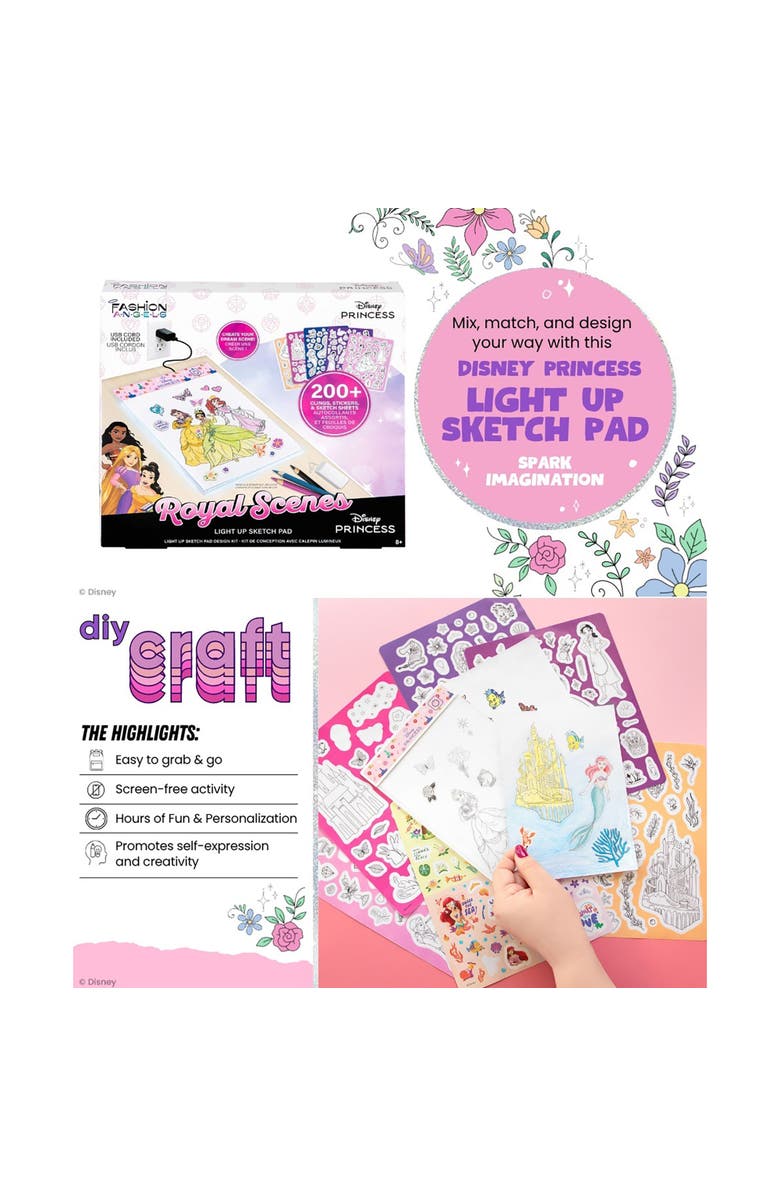 Disney Princess Light Up Sketch Pad, Disney Princess Royal Scenes, Design Art Kit, Alternate, color, Multicolored