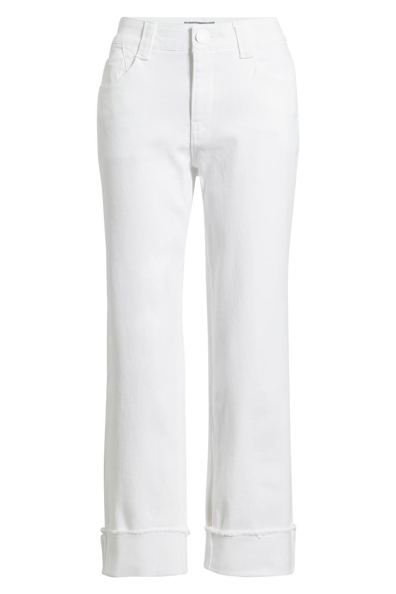 Frayed Cuffed High Waist Boyfriend Jeans, Alternate, color, OPTIC WHITE