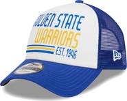 New Era Men's New Era White Golden State Warriors Lift Pass Foam Front Trucker 9FORTY Adjustable Hat