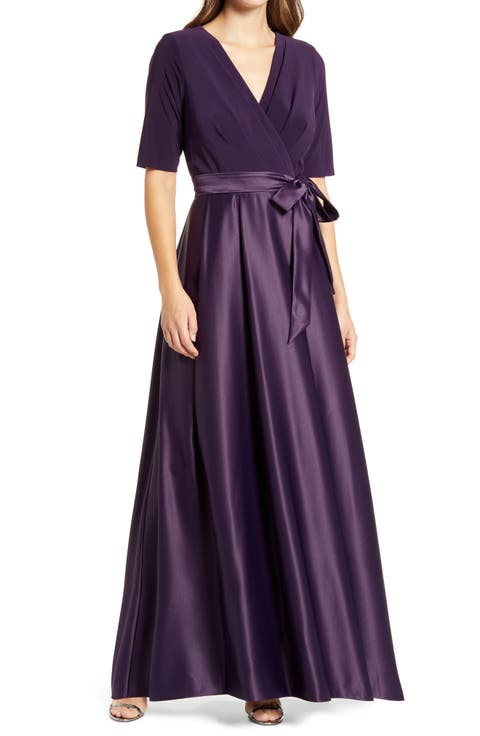 Surplice Neckline Satin Formal Dress