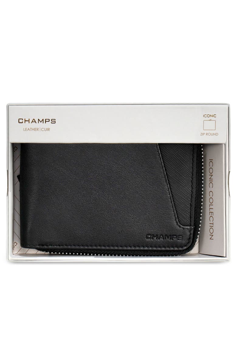 CHAMPS Iconic Zip Around Bifold Wallet, Alternate, color, Black/ Black
