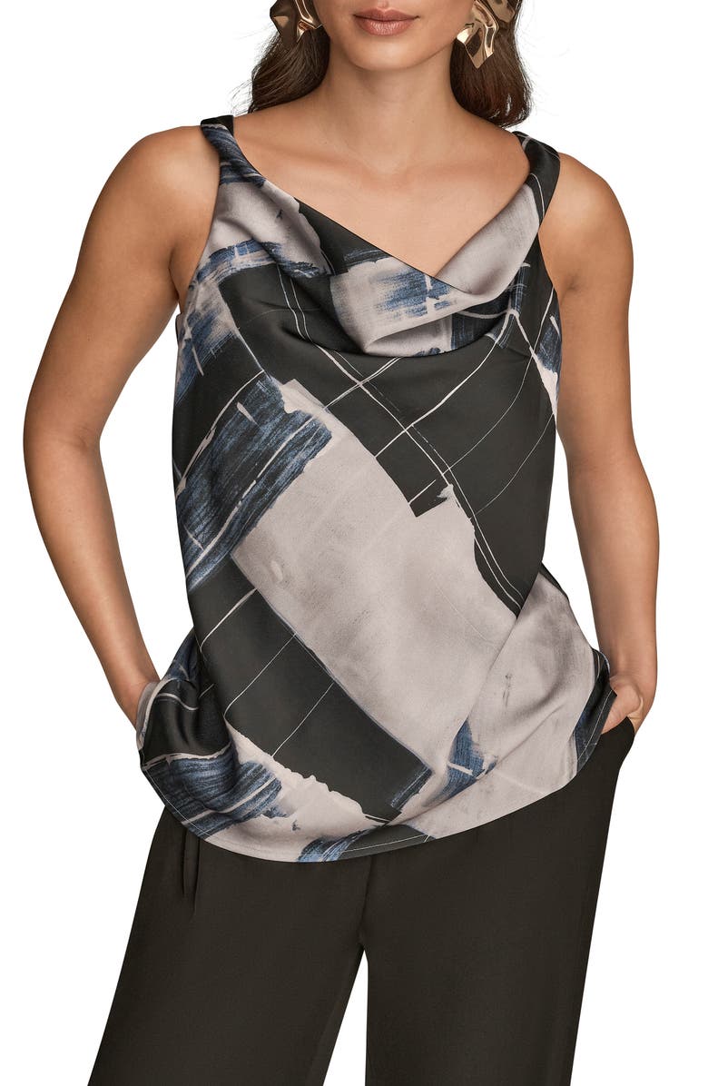 Donna Karan New York Mixed Print Twist Shoulder Tank, Main, color, Vapor Multi