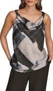 Donna Karan New York Mixed Print Twist Shoulder Tank