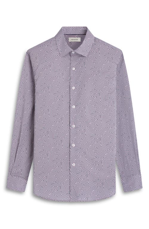 Bugatchi Axel Geo Print Shaped Fit Stretch Cotton Button-up Shirt In Dusty Pink