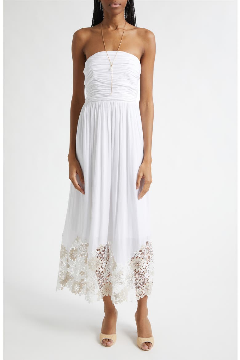 Milani Strapless Lace Detail Dress, Main, color, IVORY