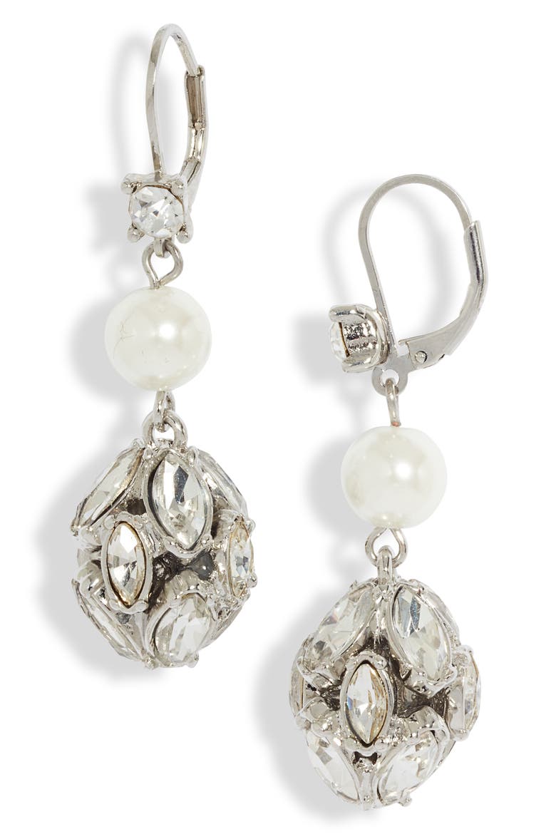 Imitation Pearl Drop Earrings, Main, color, SIL/WHITE