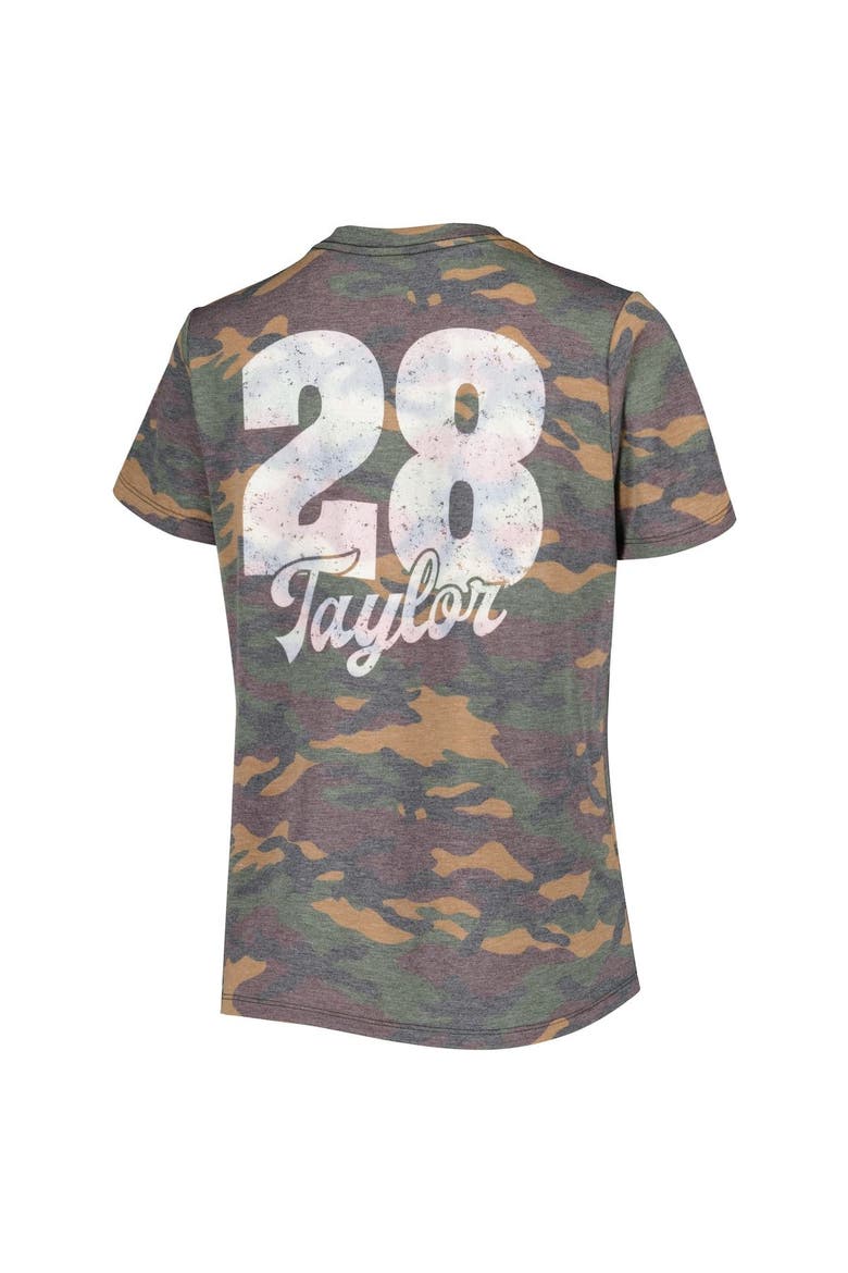 Women's Majestic Threads Jonathan Taylor Camo Indianapolis Colts Name & Number V-Neck Tri-Blend T-Shirt, Alternate, color, Camo