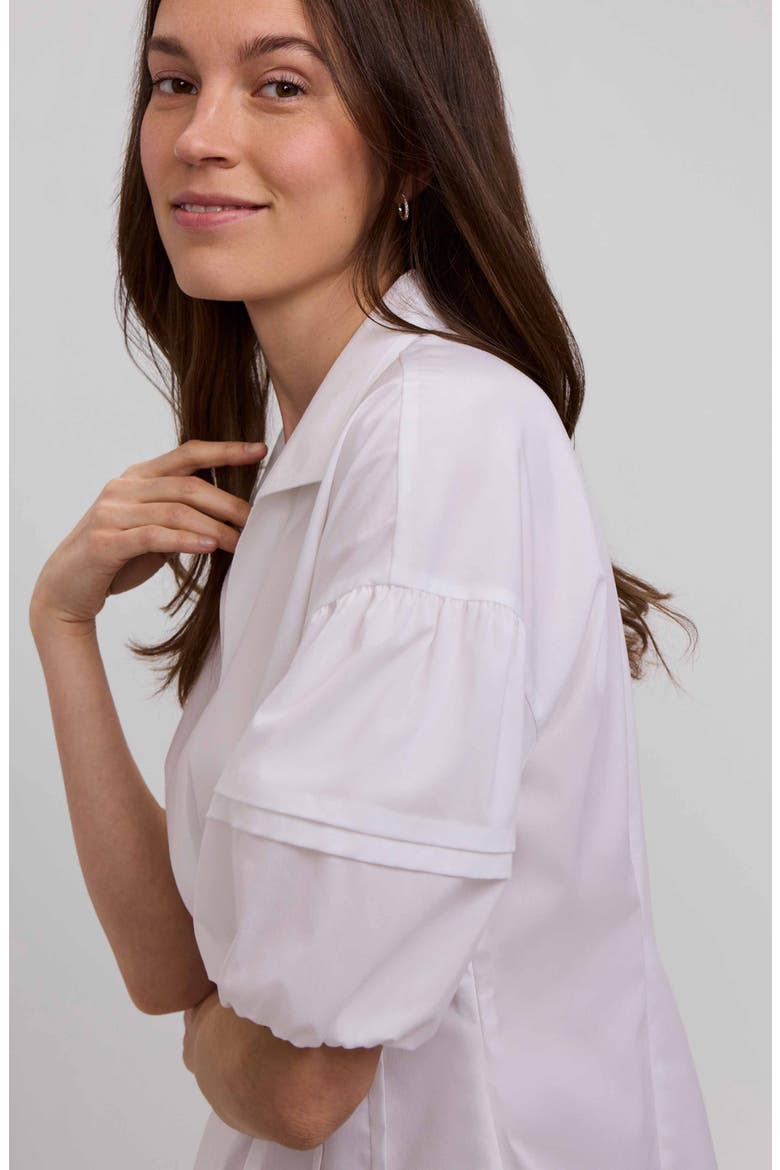 Lucia Puff Sleeve Popover Shirt, Alternate, color, WHITE