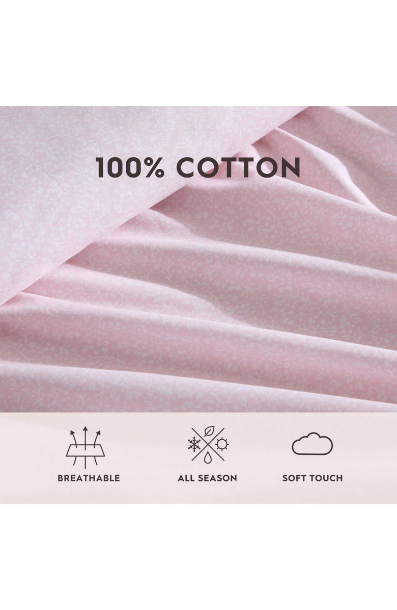 Laura Ashley Victorian Scroll 200-Thread Count Cotton Percale Sheet Set, Alternate, color, Light-Pastel Pink