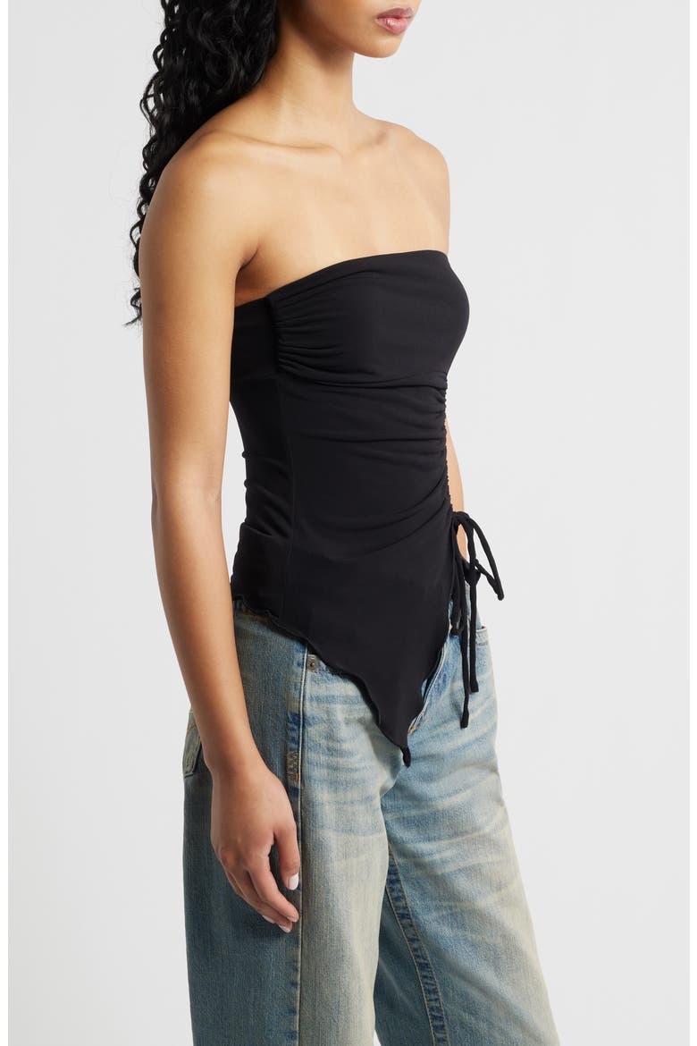 Rem Cinched Strapless Top, Alternate, color, BLACK