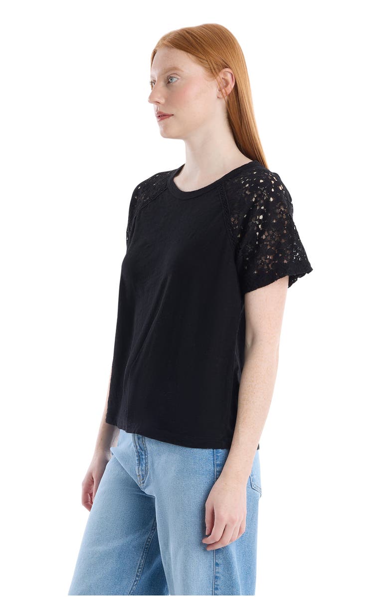 Wilt Lace Raglan Sleeve Tee, Alternate, color, Black