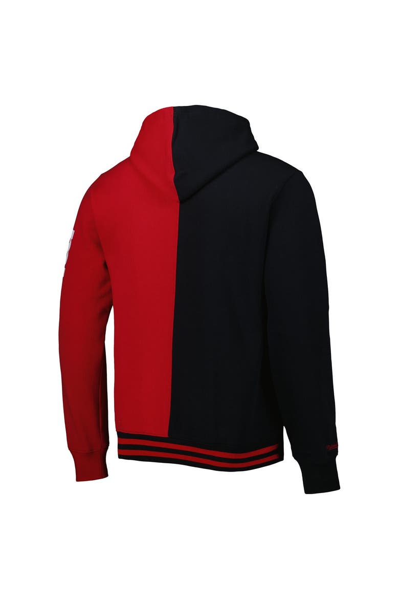 Men's Mitchell & Ness Black/Red Miami Heat Hardwood Classics Split Pullover Hoodie, Alternate, color, Black