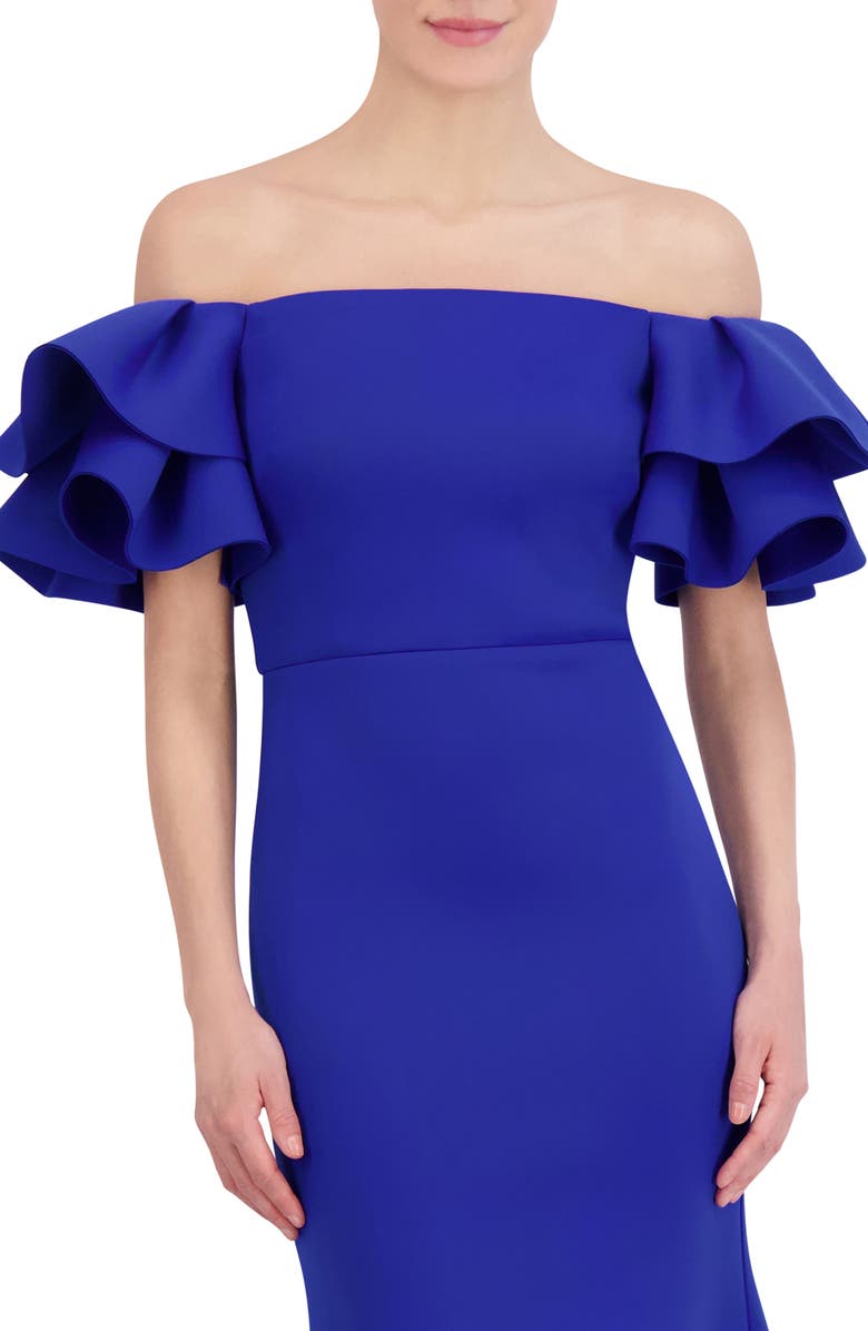 Eliza J Ruffle Sleeve Off the Shoulder Mermaid Gown, Alternate, color,