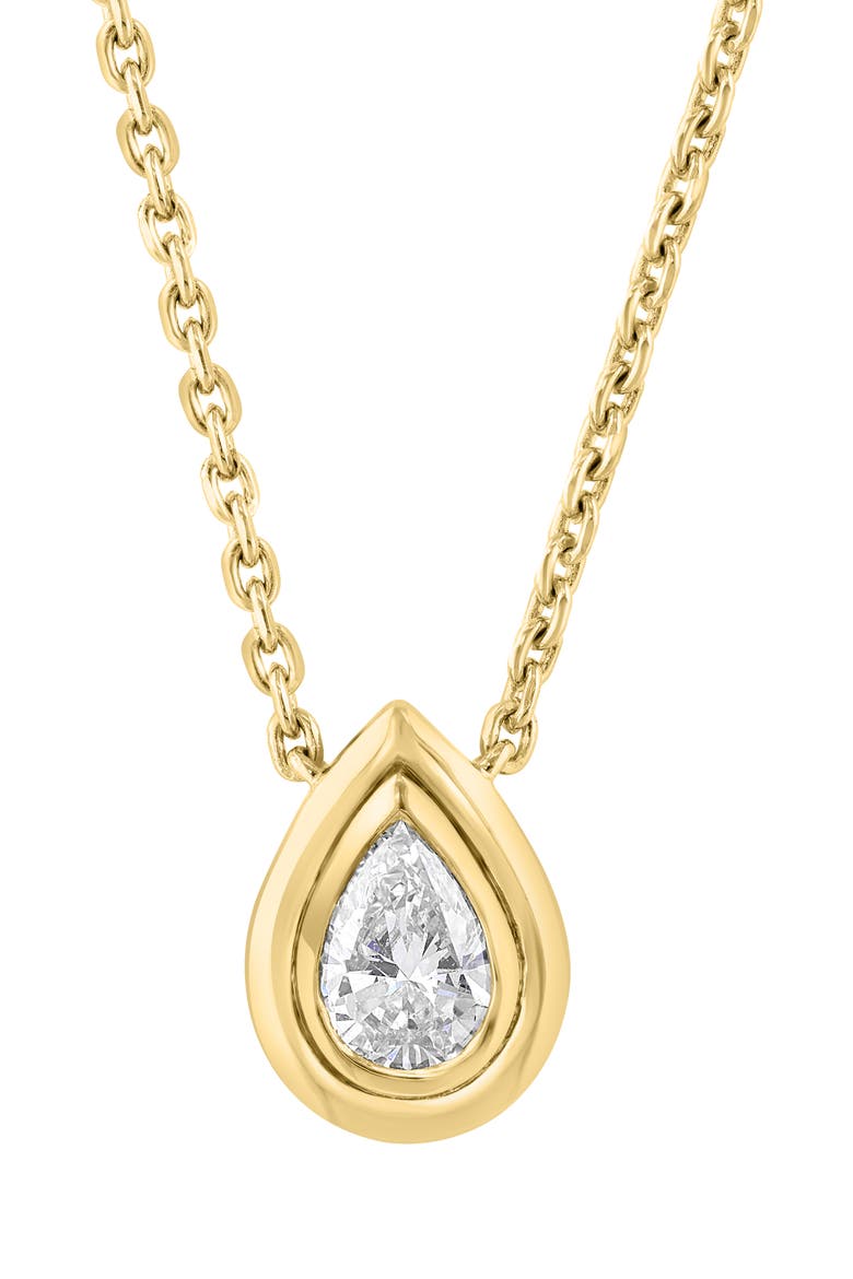 14K Gold Plated Sterling Silver Pear Cut Lab Grown Diamond Pendant Necklace, Main, color, GOLD