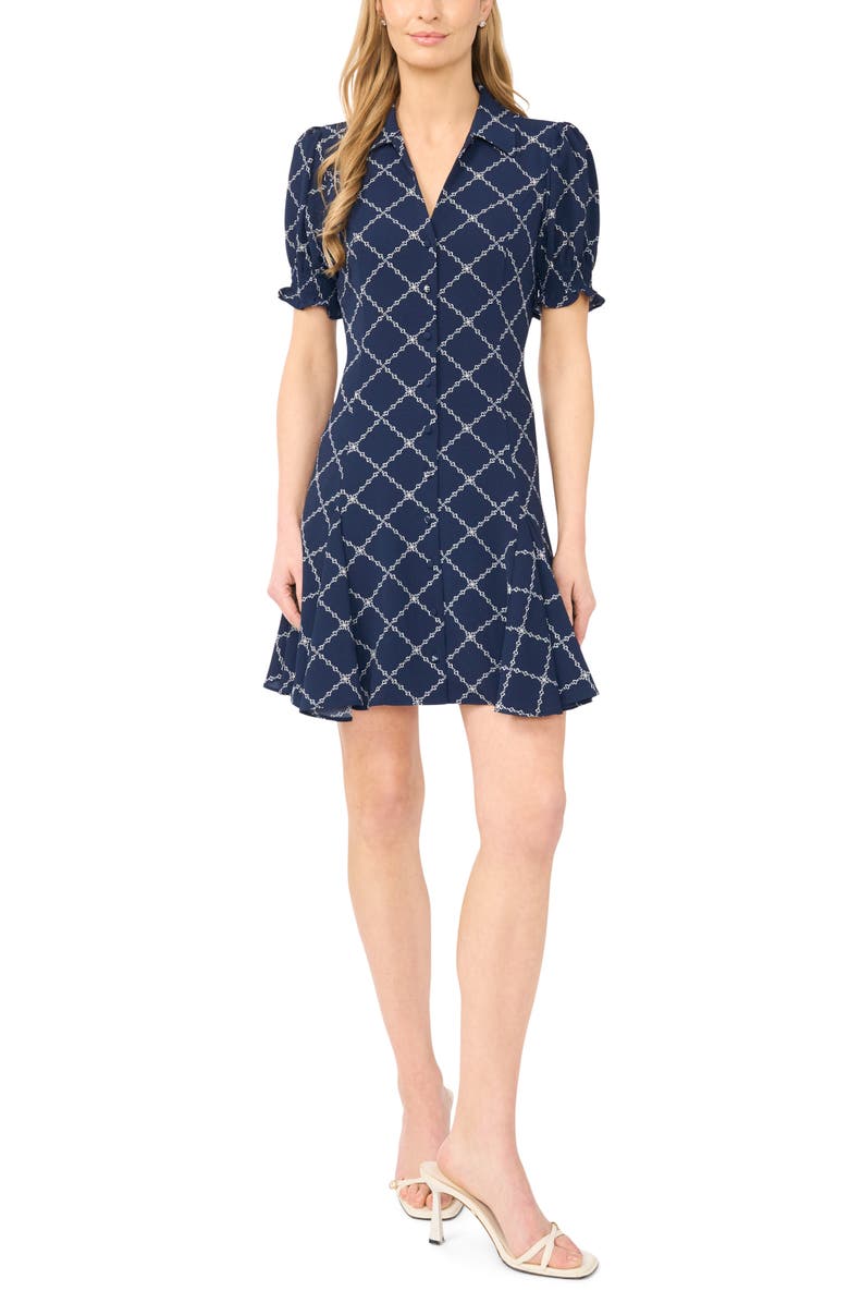 CeCe Puff Sleeve Minidress, Main, color, Classic Navy
