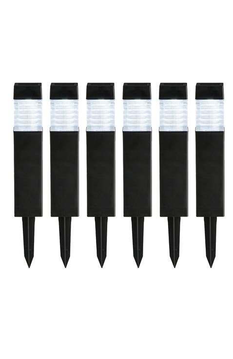 Set of 6 Solar Powered Transparent Texture Lens Pathway Stake Light