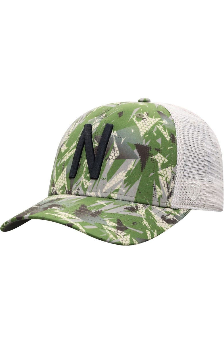TOP OF THE WORLD Men's Top of the World Camo/White Nebraska Huskers OHT Military Appreciation Shattered Trucker Snapback Hat, Alternate, color,