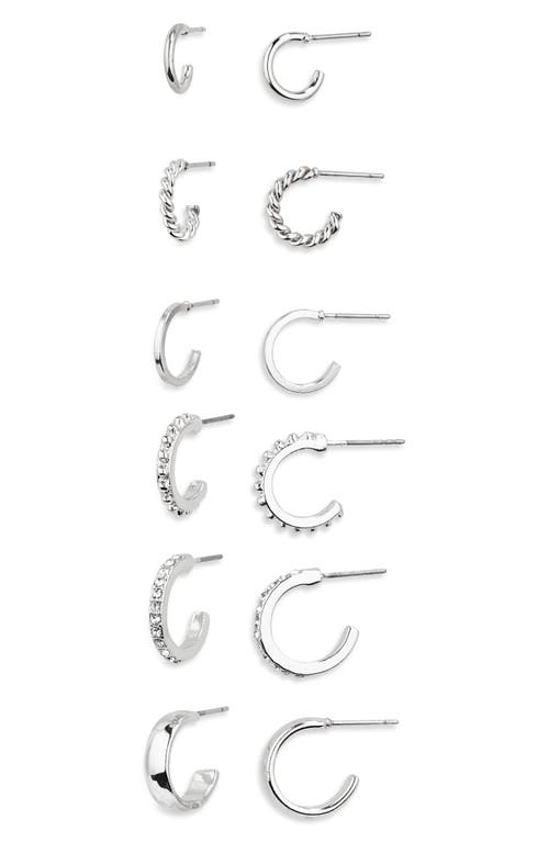 BP. Set of 6 Mini Hoop Earrings in Rhodium 