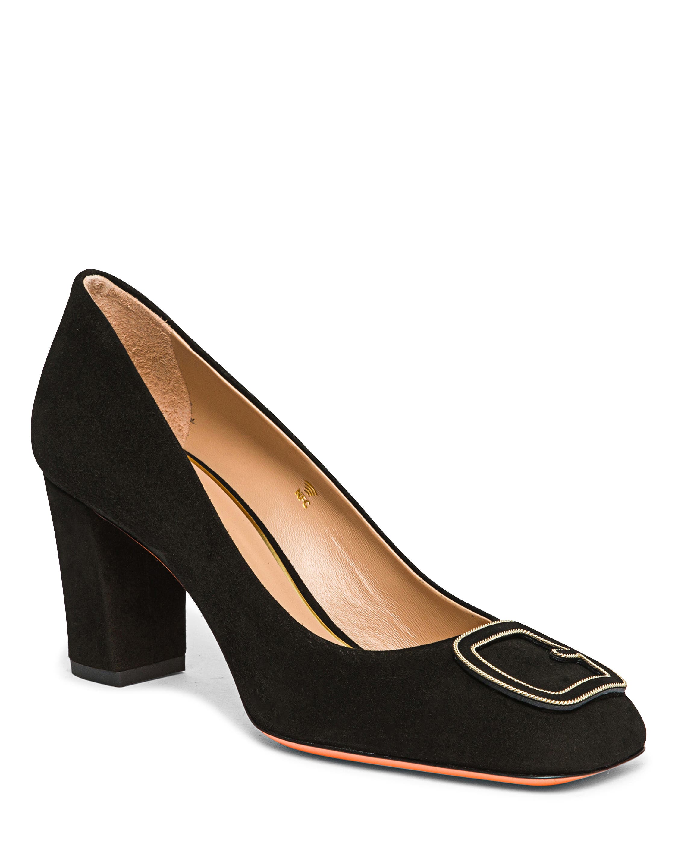 Santoni Suede High-Heel Pump, Alternate, color, Black