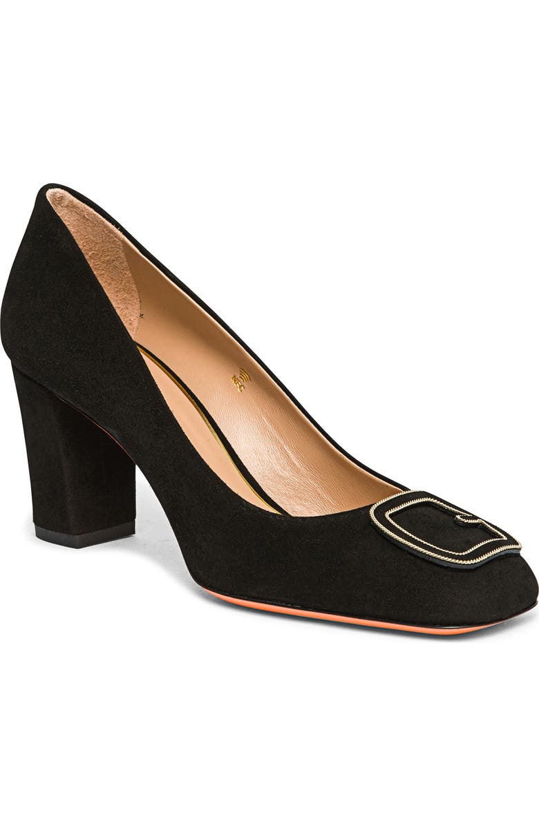Santoni Suede High-Heel Pump, Alternate, color, Black