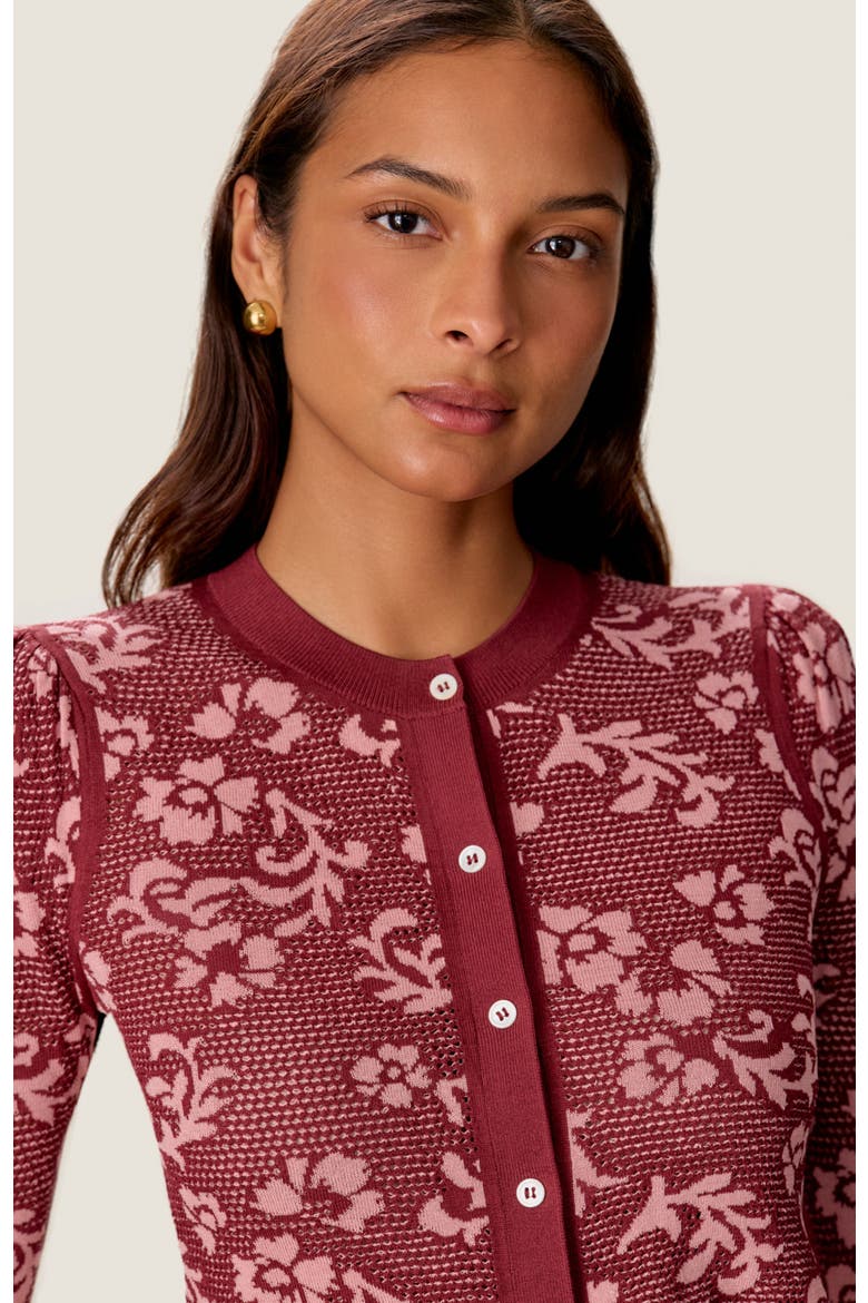 Bryn Jacquard Cardigan, Alternate, color, Cotto/Blush