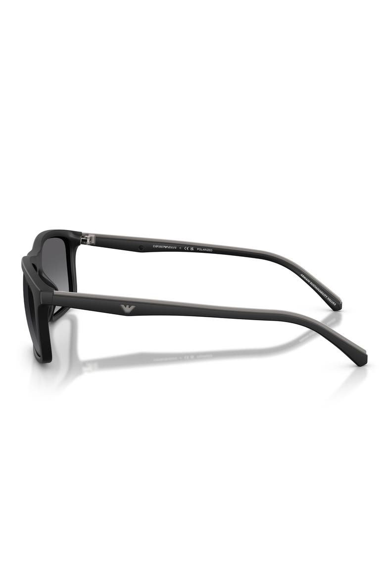 57mm Polarized Gradient Pillow Sunglasses, Alternate, color, MATTE BLACK / GREY POLAR