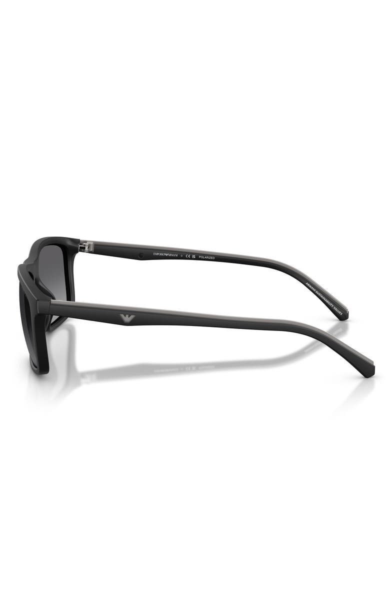 Emporio Armani 57mm Polarized Gradient Pillow Sunglasses, Alternate, color, Matte Black / Grey Polar