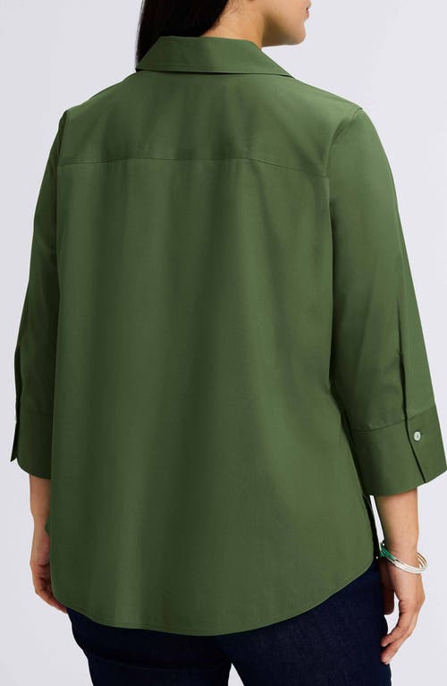 Foxcroft Mary Non-iron Stretch Cotton Button-up Shirt In Basil