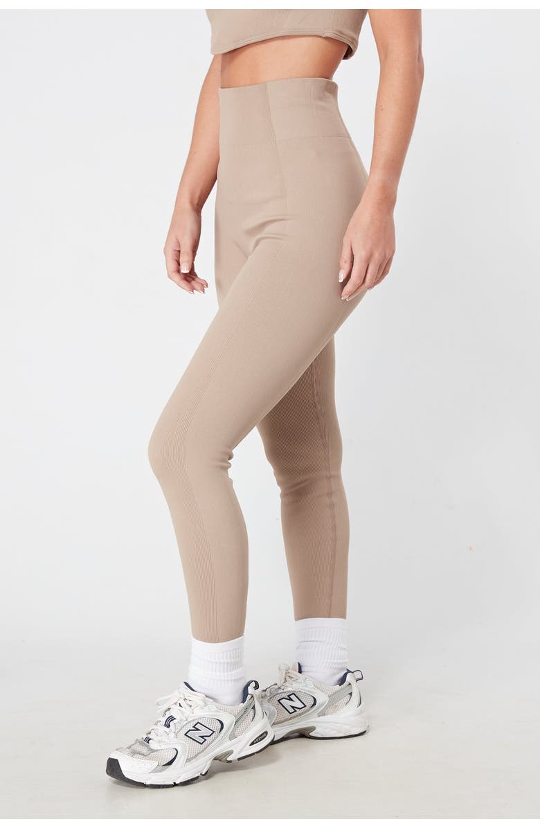 Twill Active Recycled Seamless Rib High Waist Legging, Alternate, color, Mocha