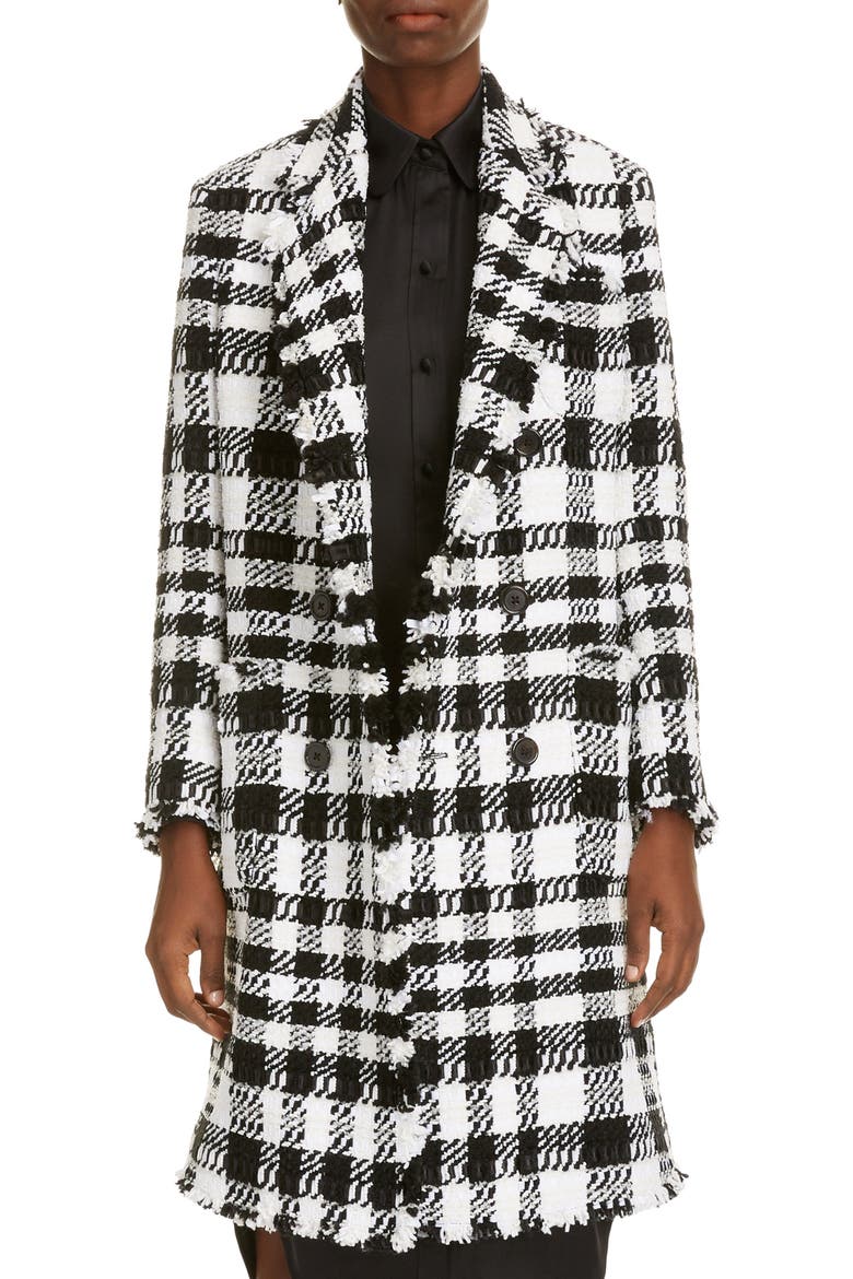 Fray Chenille Coat, Main, color, BLACK/ WHITE